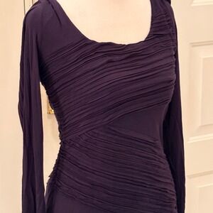 Bailey 44 Anthropologie Navy Knit‎ Column Dress M Midi Tiered Scoop Bodycon
